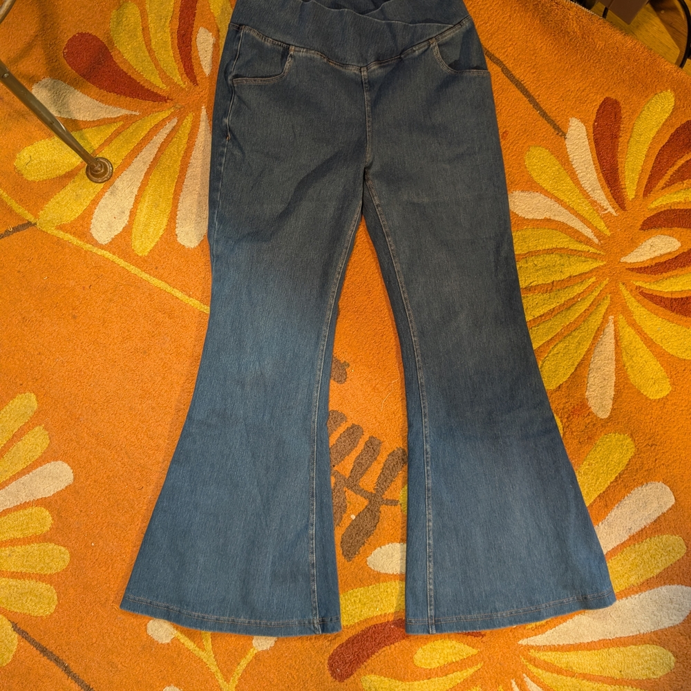 HALARA Blue Denim Flare Jeans - Wide Leg